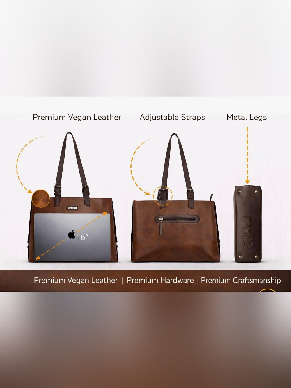 ECM 3pc Vegan Tote Set - #1465 - Picture 11 of 12